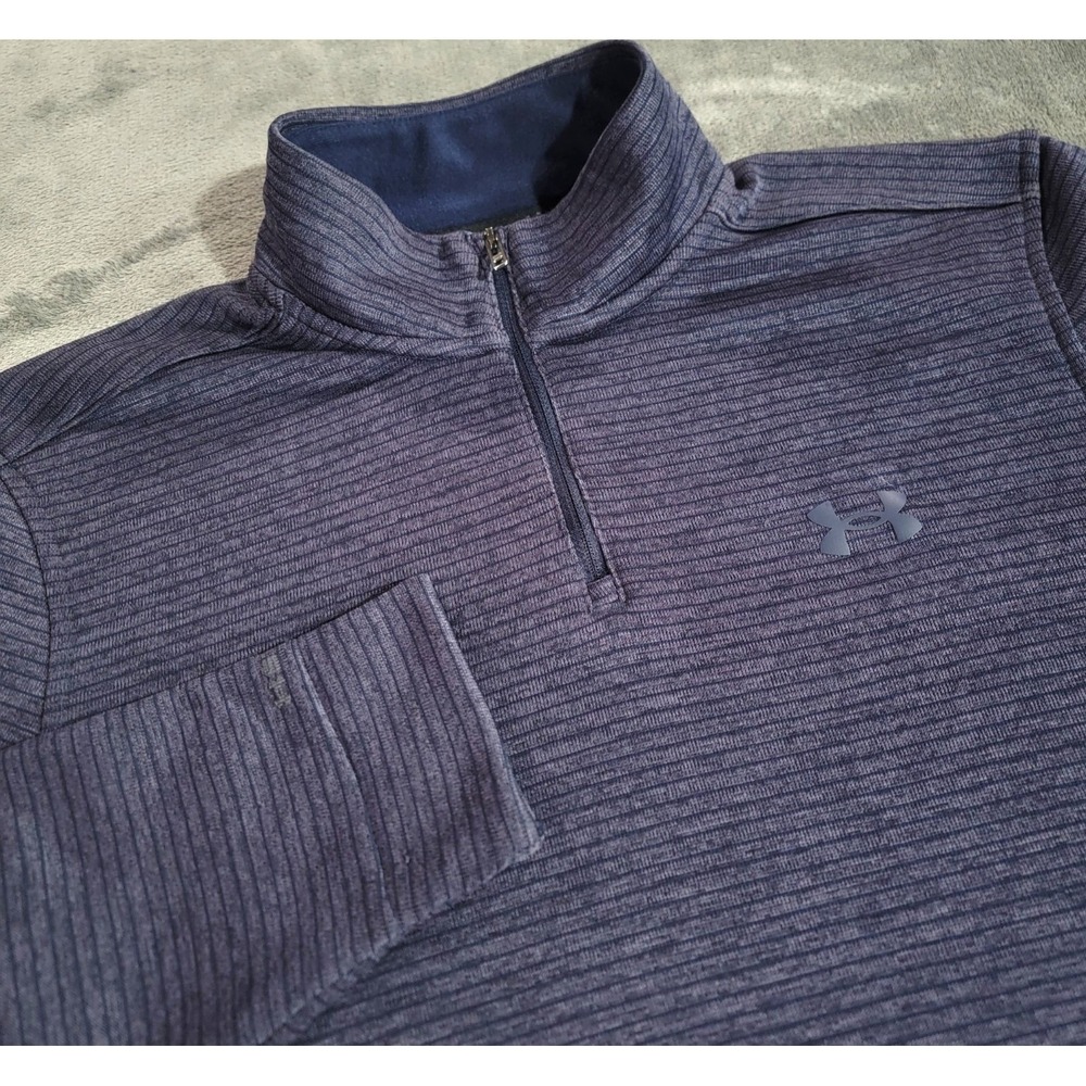 Under Armour Pullover Men M Purple Storm Sweater Fleece Quarter Zip Golf Outdoor